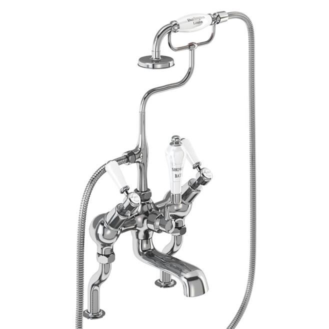 Burlington Kensington Deck Mounted Bath Mixer with Shower Handset & 'S' Adjuster