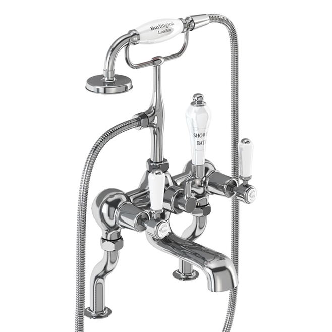 Burlington Kensington Deck Mounted Bath Mixer with Shower Handset & 'S' Adjuster