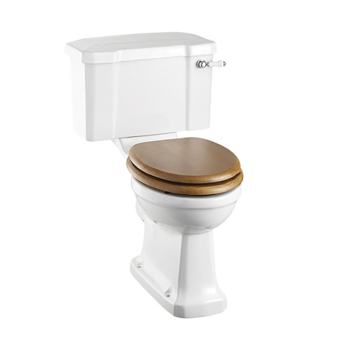 Burlington Rimless Close Coupled Toilet & Seat - Oak