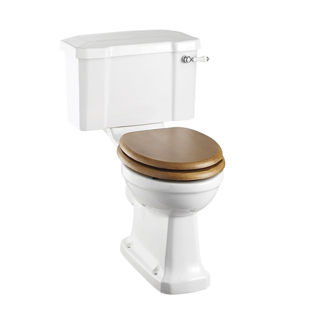 Burlington Rimless Close Coupled Toilet & Seat - Oak