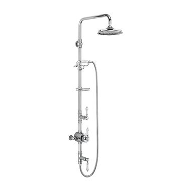 Burlington Stour Exposed Thermostatic Shower Valve with 12" Fixed Shower Head, Ceramic Shower Handset and Rigid Riser