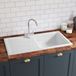 Butler & Rose 1 Bowl White Ceramic Kitchen Sink & Waste Kit with Reversible Drainer - 1010 x 525mm