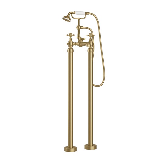 Butler & Rose Beatrice Brushed Brass Freestanding Bath Shower Mixer & Kit