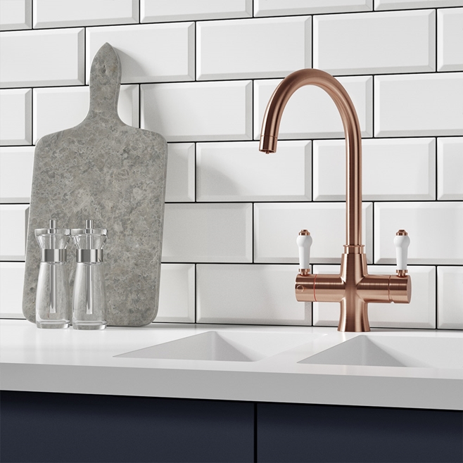 Butler & Rose 3-in-1 Traditional Instant Hot Water Kitchen Mixer & Filter Unit - Brushed Copper