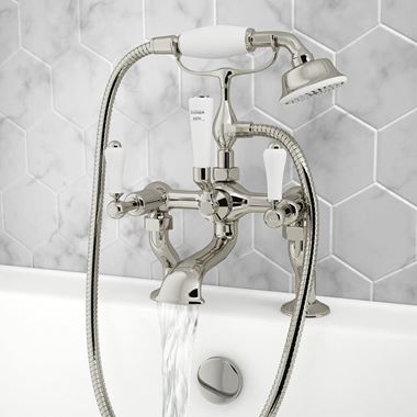 Butler & Rose Caledonia Lever Bath And Shower Mixer Tap With Shower Kit - Nickel