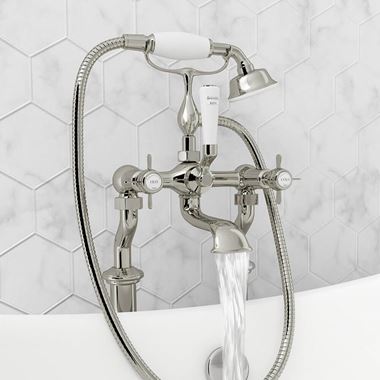 Butler & Rose Caledonia Pinch Bath Shower Mixer with Shower Kit - Nickel