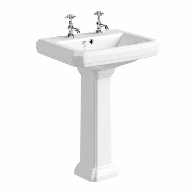 Butler & Rose Darcy Traditional 2 Tap Hole 585mm Basin & Full Pedestal