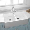 Butler & Rose Fireclay Ceramic White Double Belfast Kitchen Sink, Tap & Waste