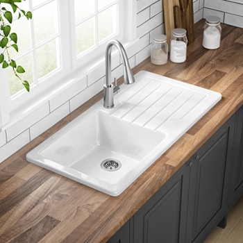 Butler & Rose Farmhouse 1 Bowl White Ceramic Kitchen Sink with Reversible Drainer - 1000 x 500mm