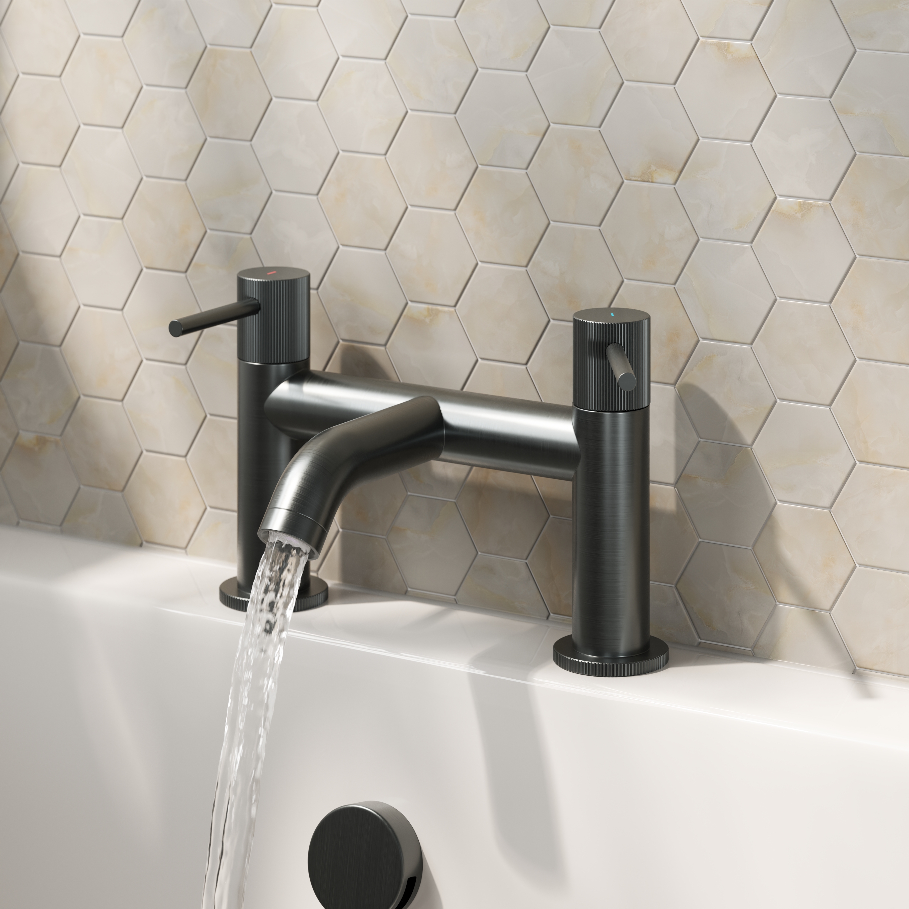Harbour Fluted Deck Mounted Bath Mixer Tap