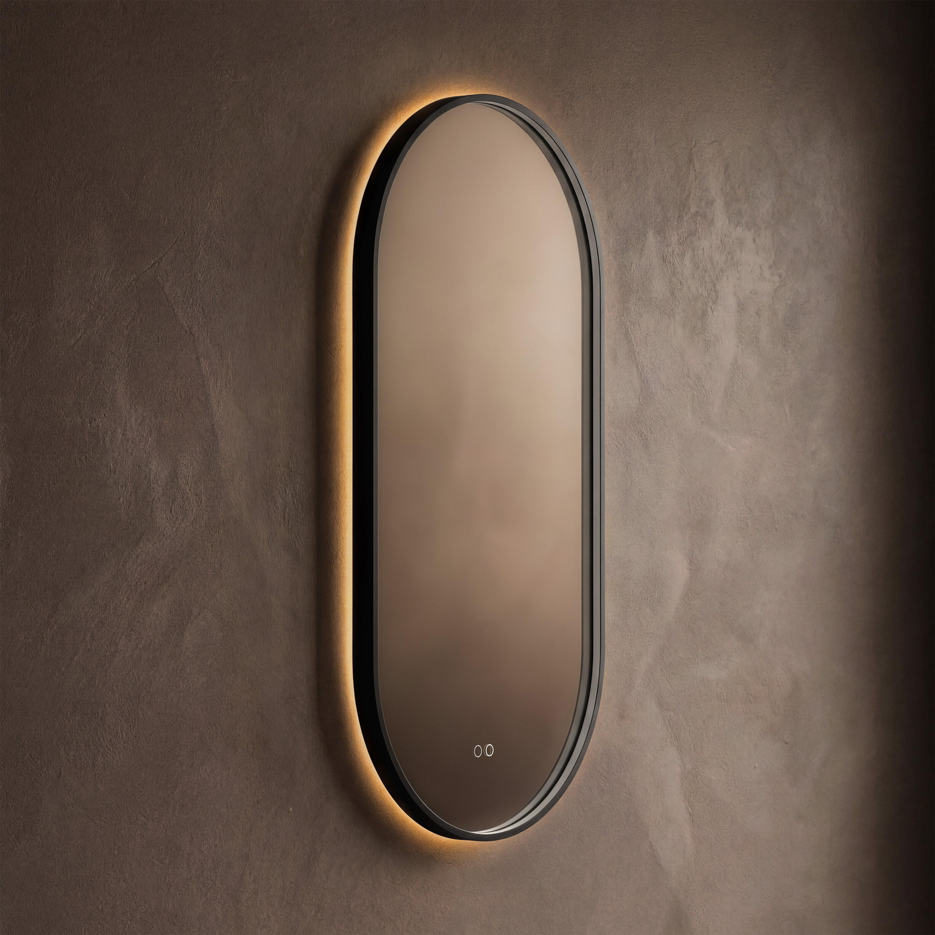 Origins Living Kingsley Matt Black Illuminated Capsule Mirror with Colour Change Lights - 500 x 1000mm