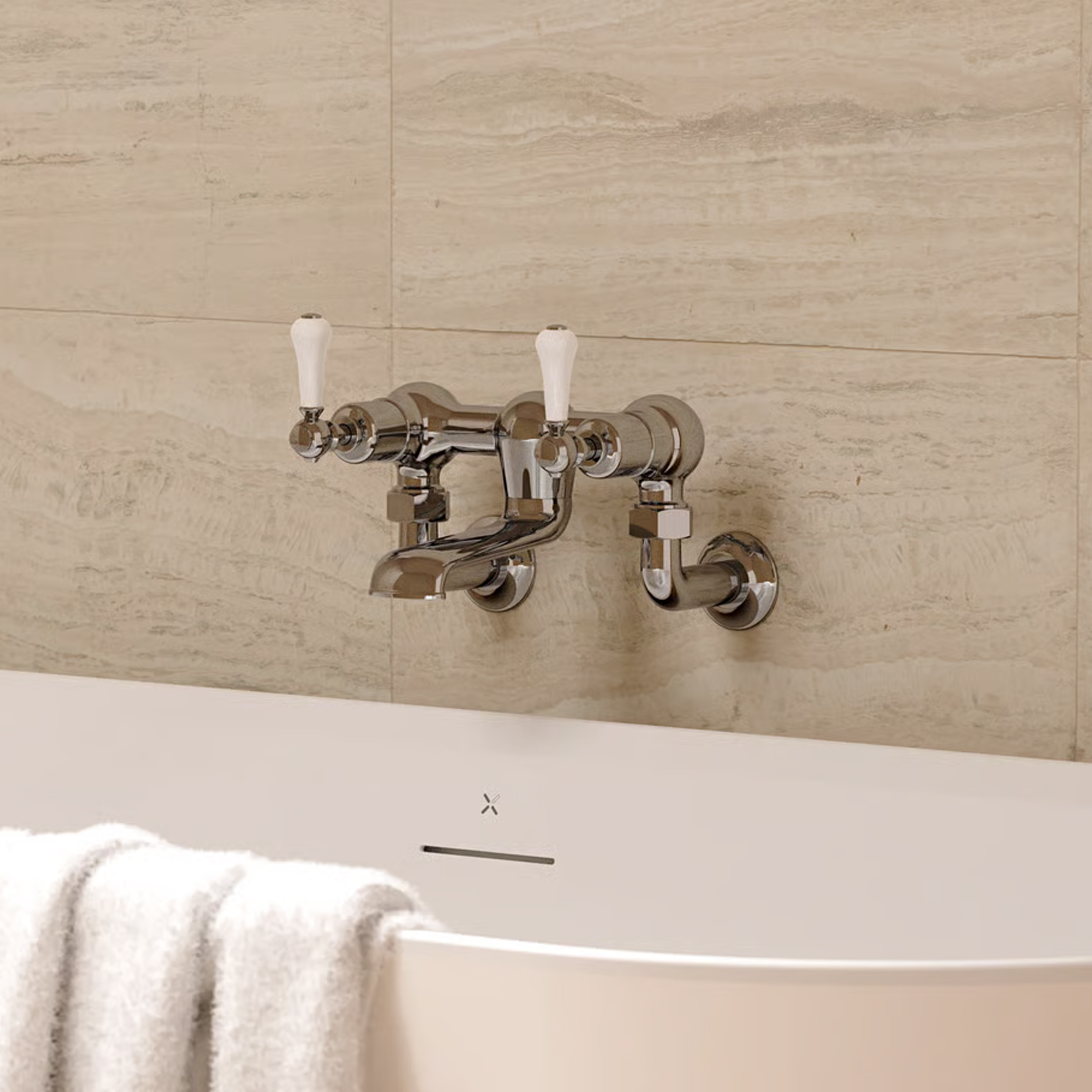 Crosswater Belgravia Lever Wall Mounted Bath Filler with Exposed Valves