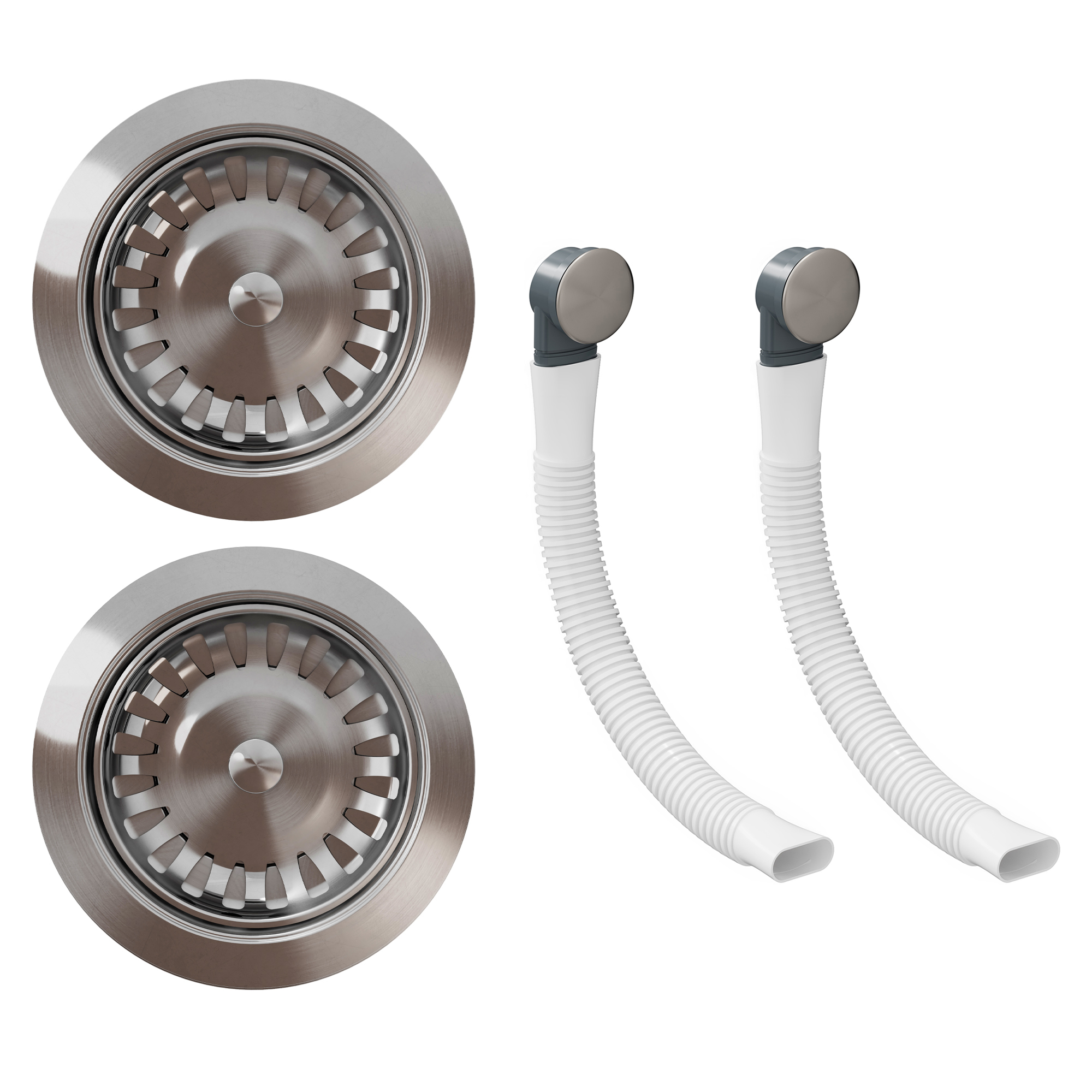 Butler & Rose Premium 90mm 1.5 & 2 Bowl Kitchen Sink Strainer Wastes with Two Round Overflows
