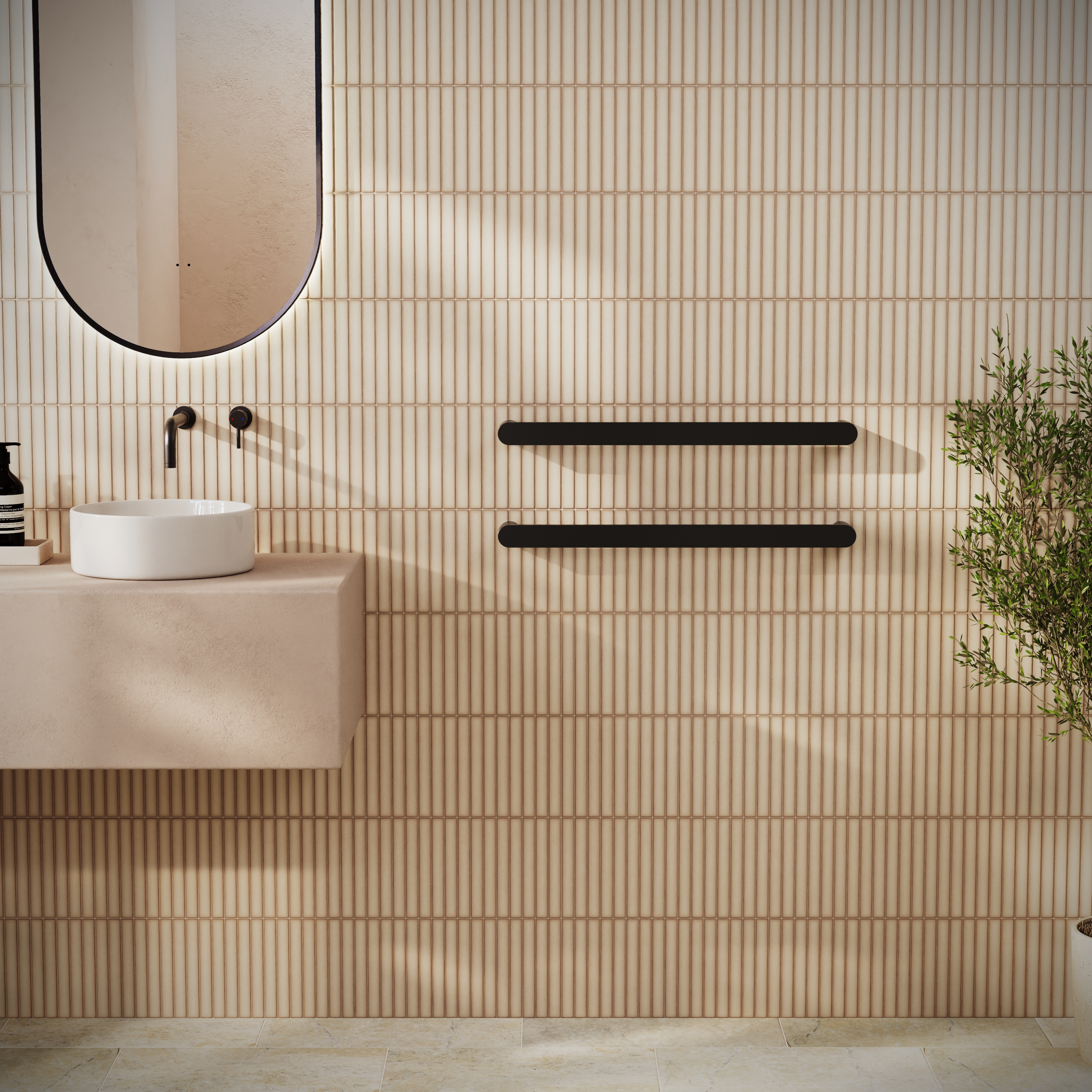 Toasty Duna Matt Black Electric Heated Towel Rail