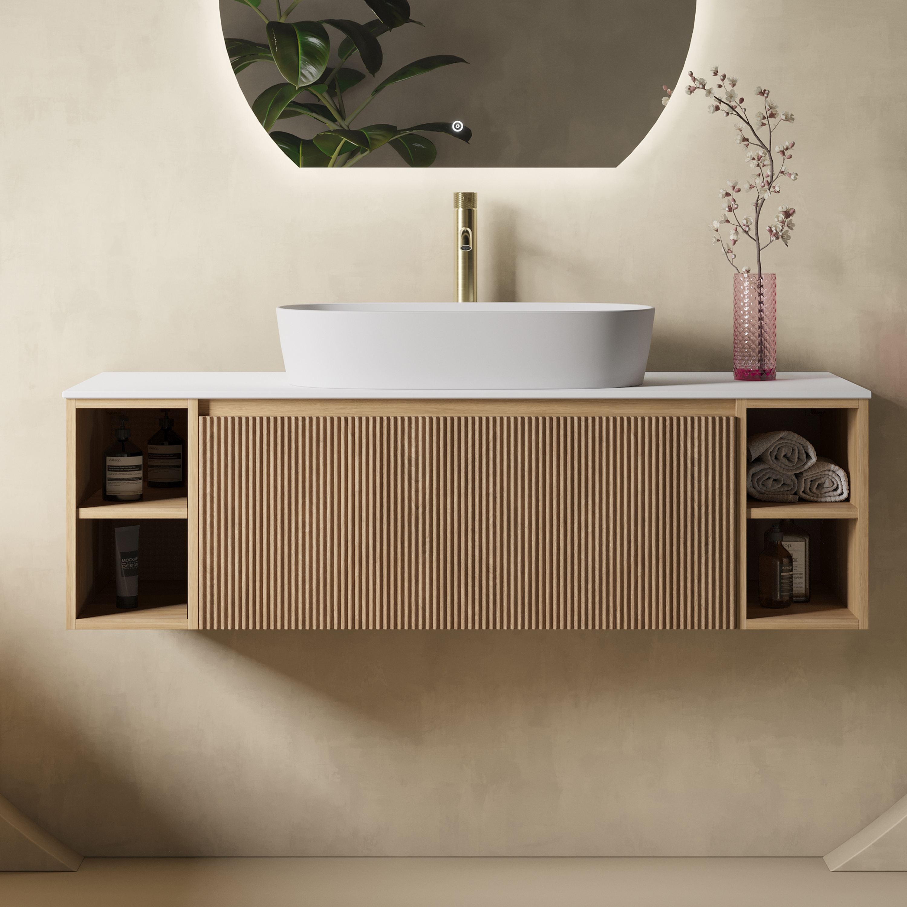 Drench Groove Fluted Furniture Sample - Country Oak
