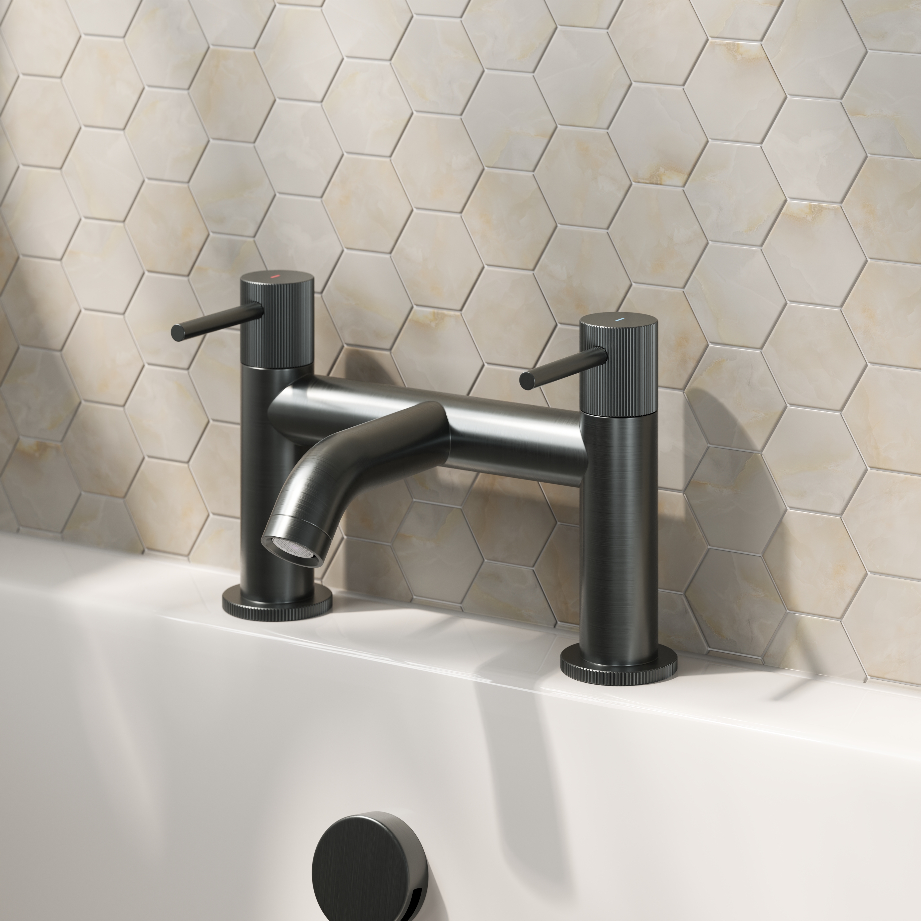 Harbour Fluted Deck Mounted Bath Mixer Tap