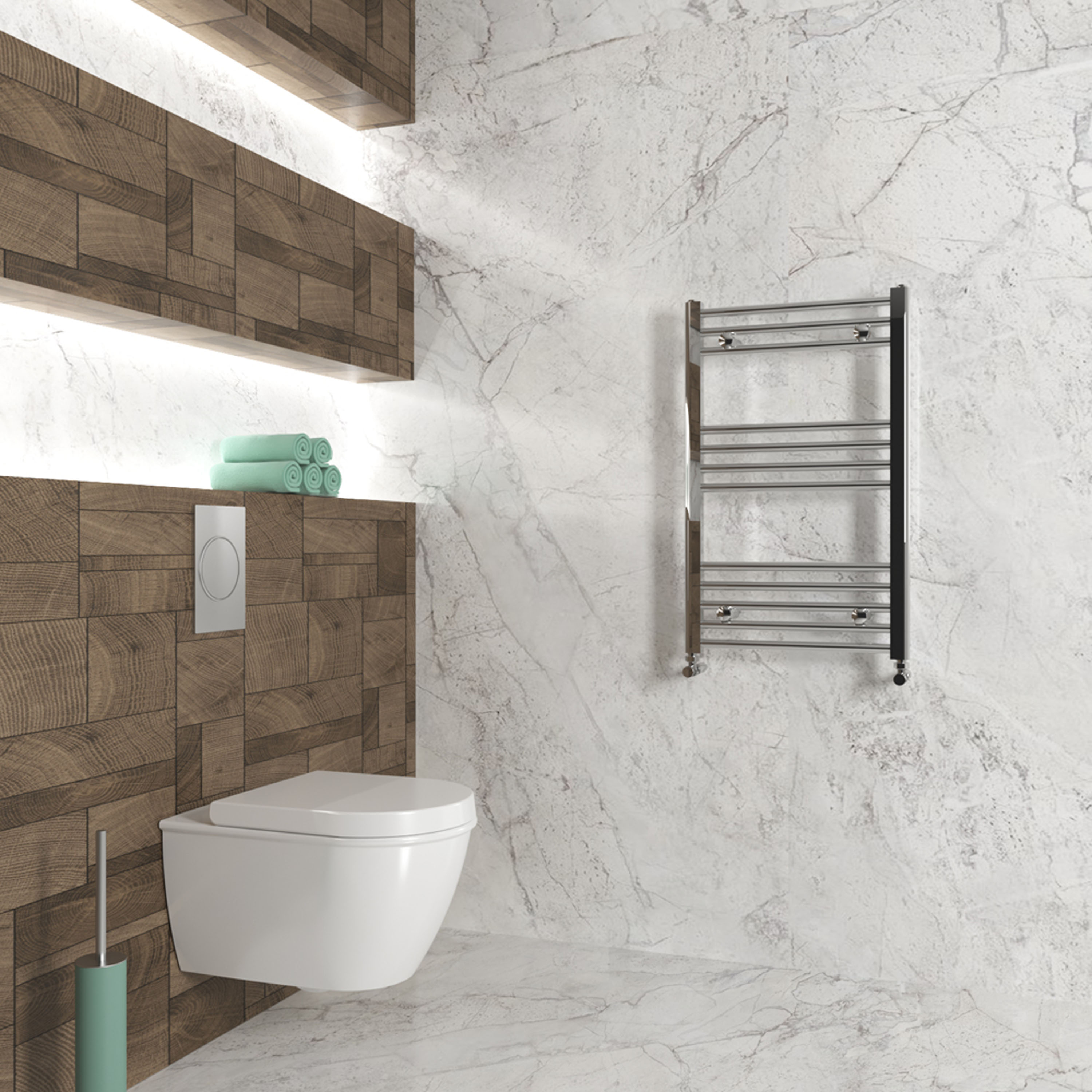 Carisa Nile Flat Vertical Steel Ladder Heated Towel Rail
