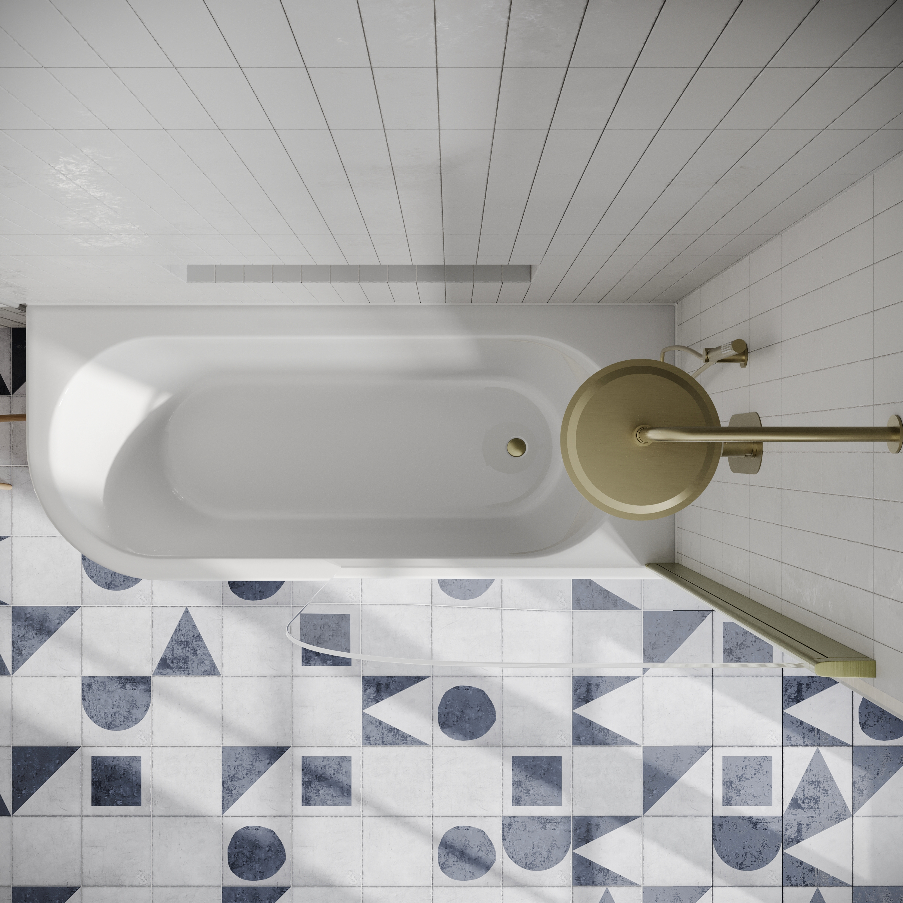 Drench J Shaped Shower Bath with Panel & Shower Screen