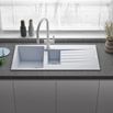 Reginox Harlem 1.5 Bowl White Granite Composite Sink & Waste Kit and Vellamo Hanbury Pull Out Mono Kitchen Mixer