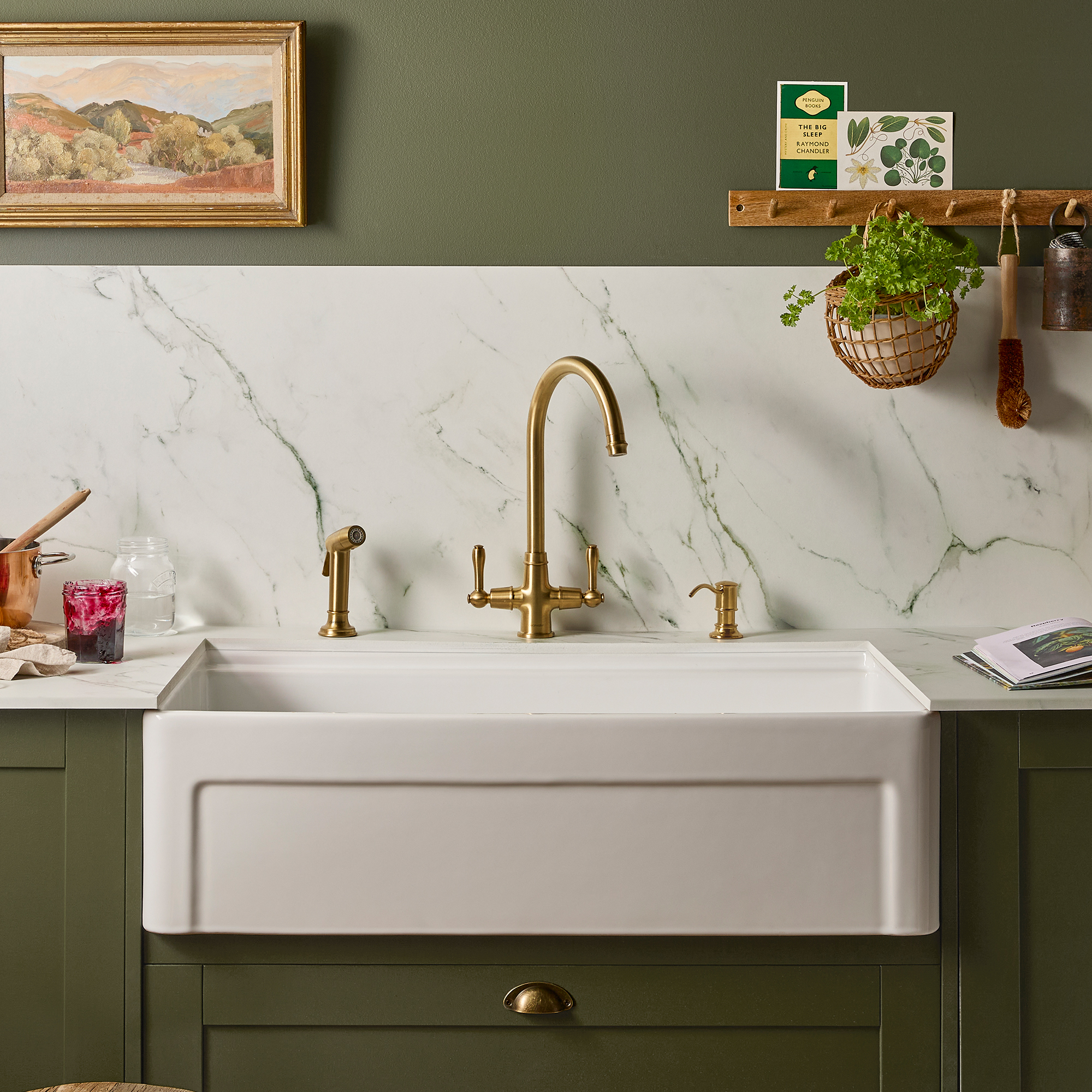 Thomas Denby Seaton Smart 1 Bowl Fireclay Ceramic Butler Workstation Kitchen Sink - 914 x 483mm