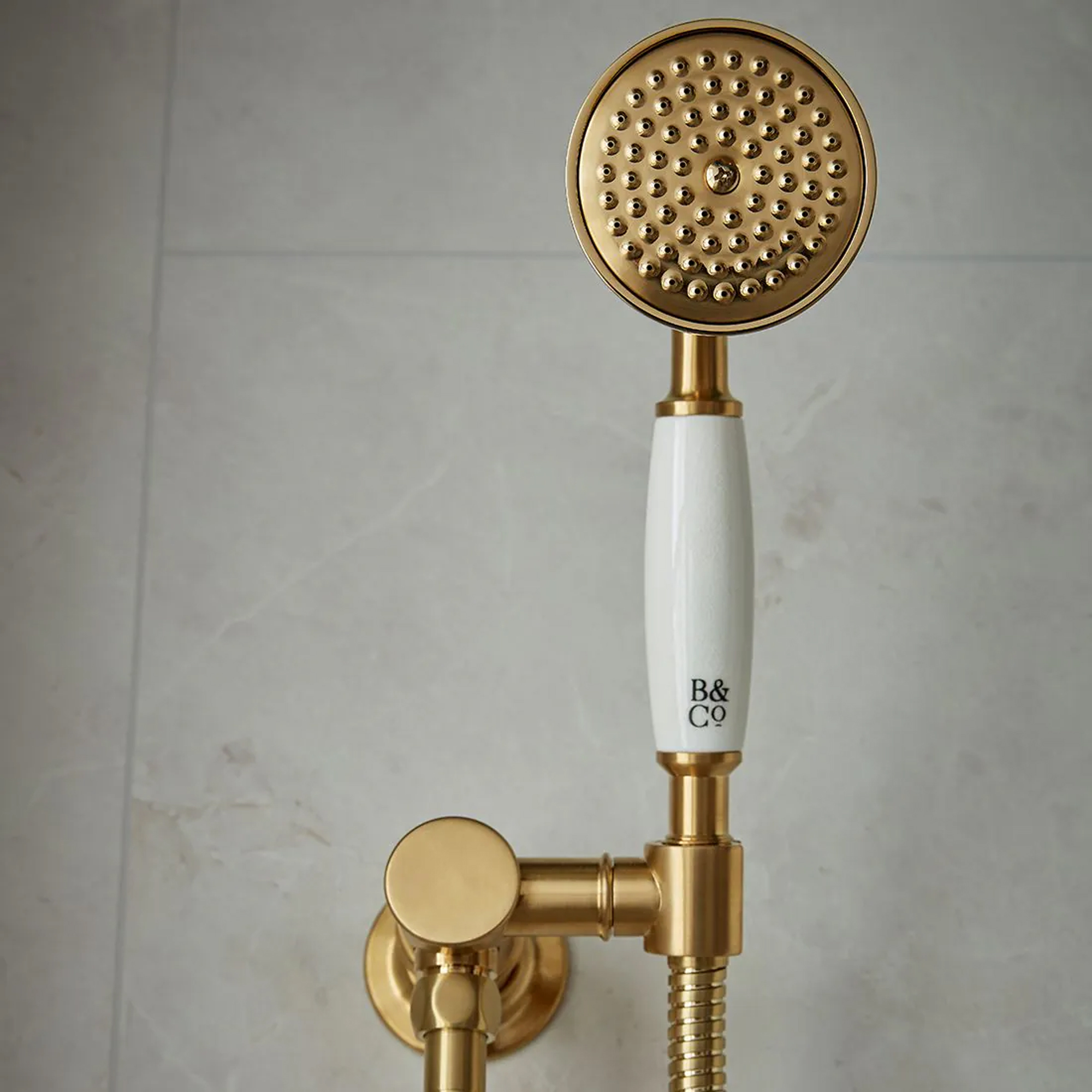 Booth & Co Axbridge Traditional Shower Handset with Wall Outlet & Hose
