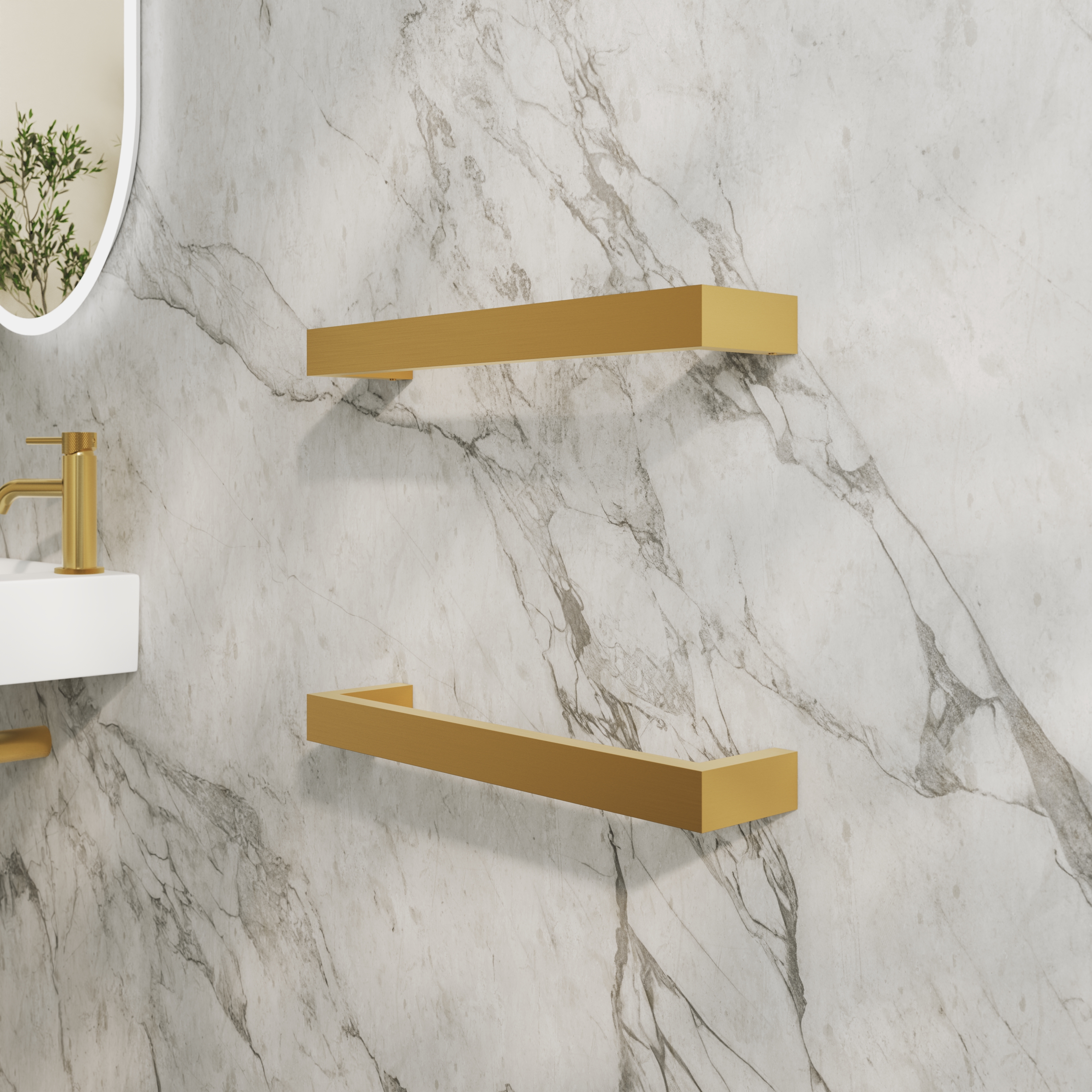 Toasty Flare Brushed Brass Electric Heated Towel Rail