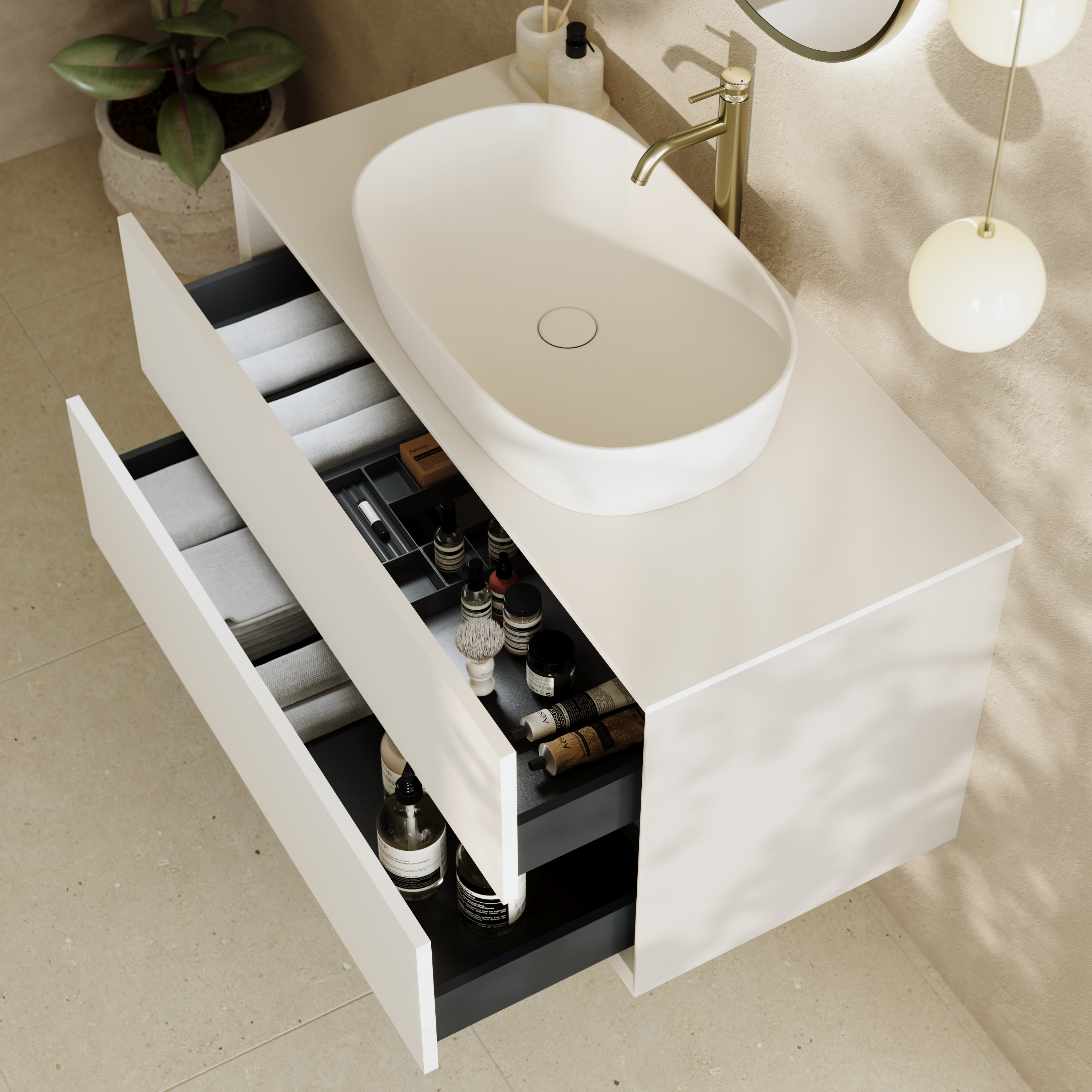 Oslo 1000mm Wall Mounted Vanity Unit & Sintered Stone Countertop