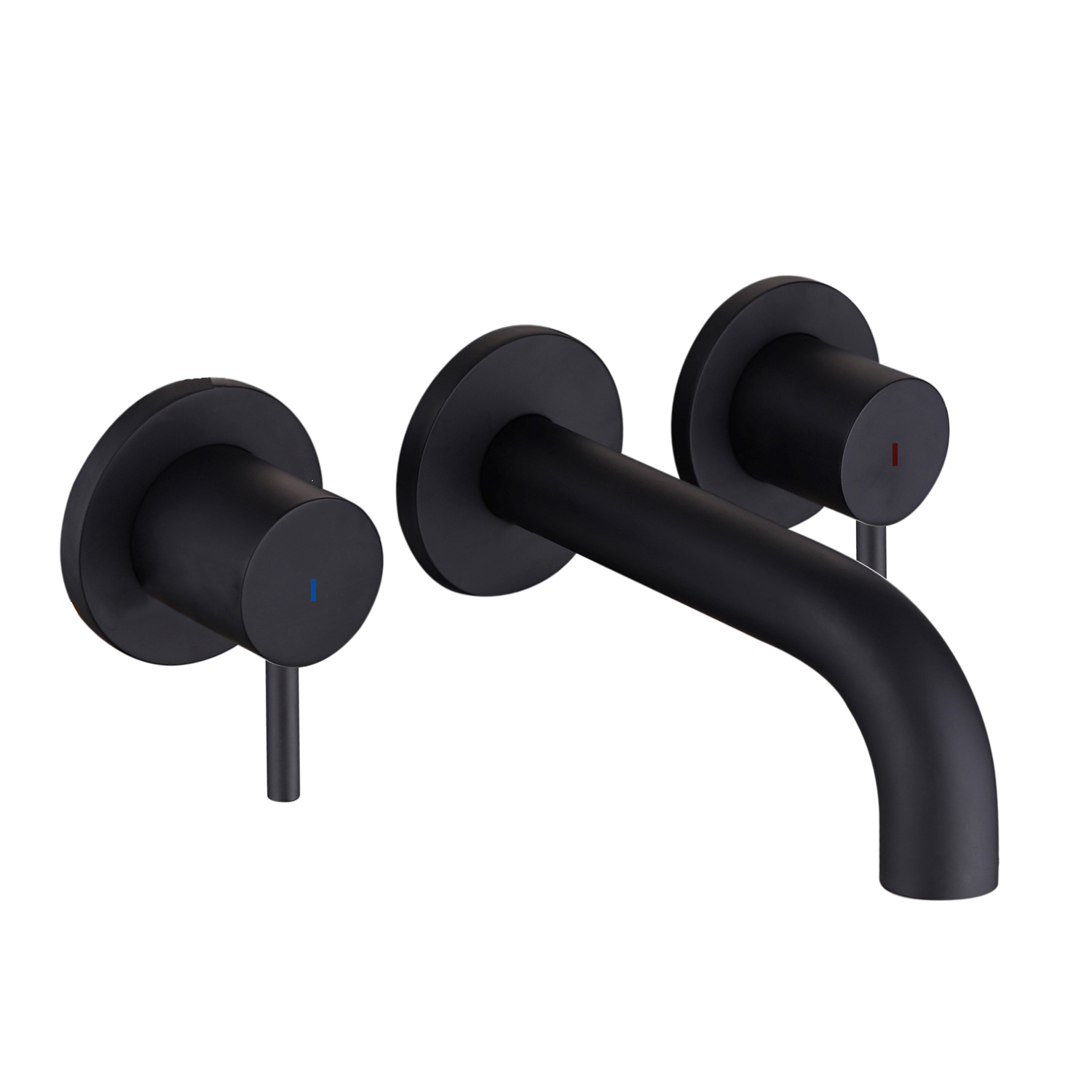 Harbour Clarity Matt Black 3 Hole Wall Mounted Basin Tap with Easy Plumb Installation Kit