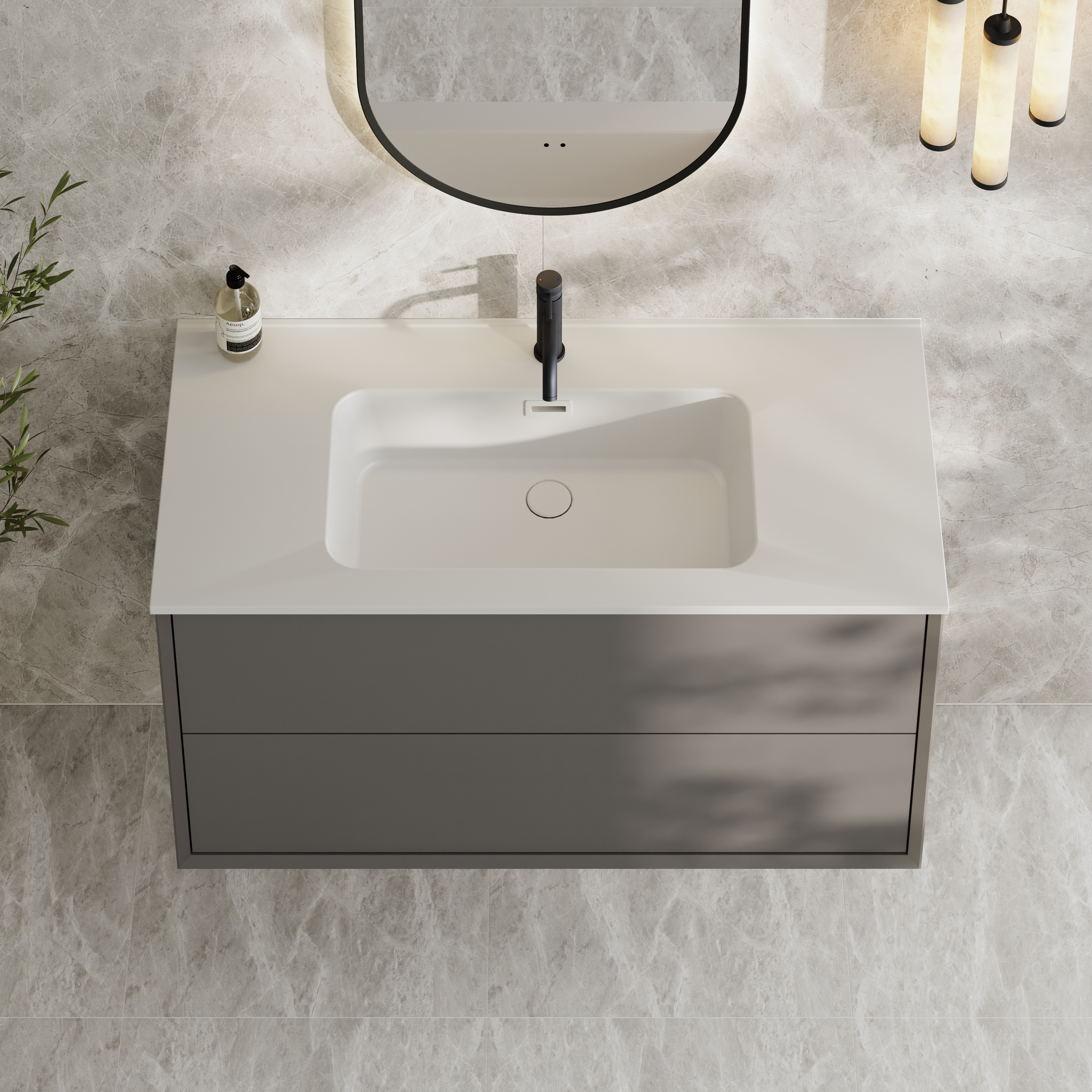 Oslo 1000mm Wall Mounted Vanity Unit & Matt White Basin