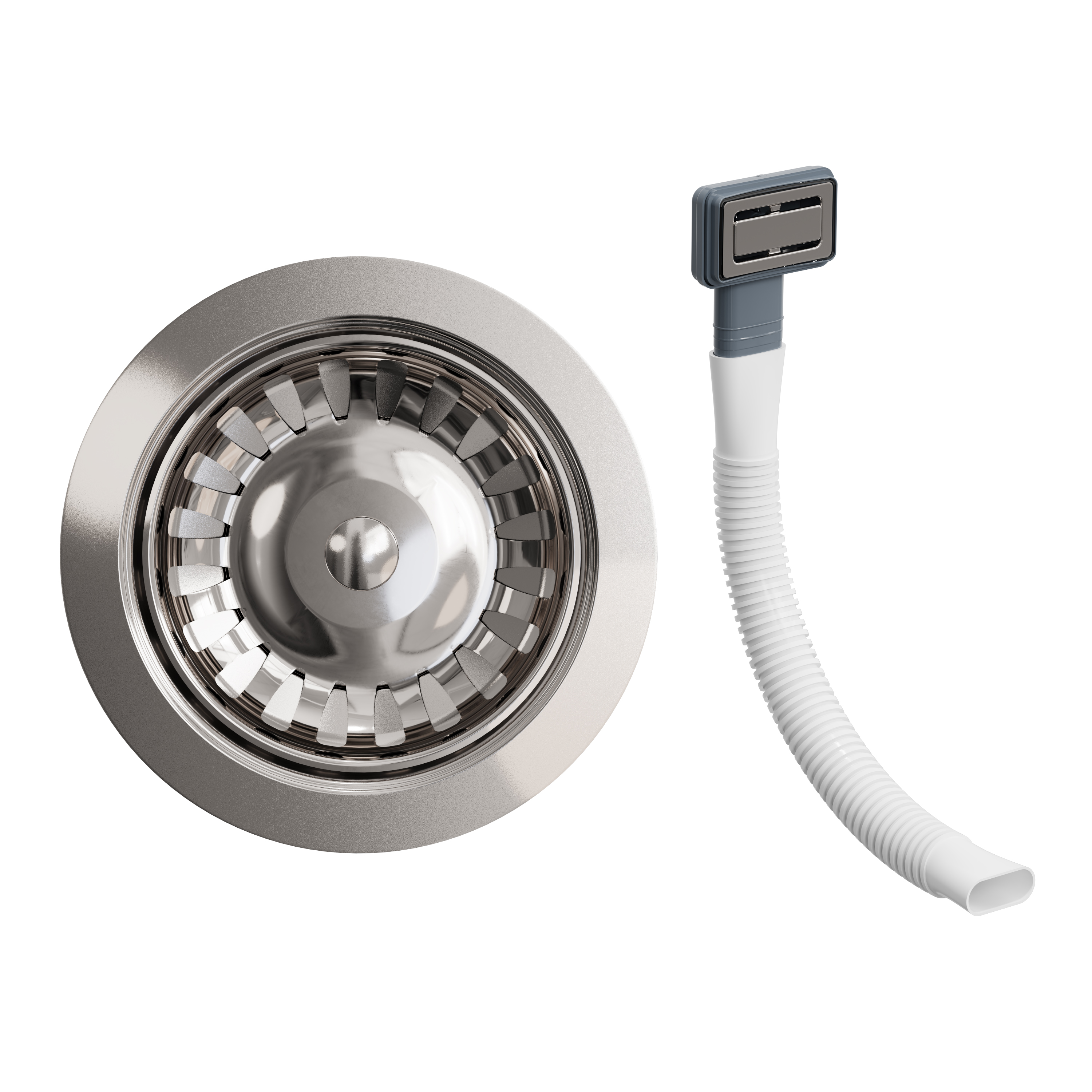 Vellamo Premium 90mm Kitchen Sink Strainer Waste & Rectangular Overflow
