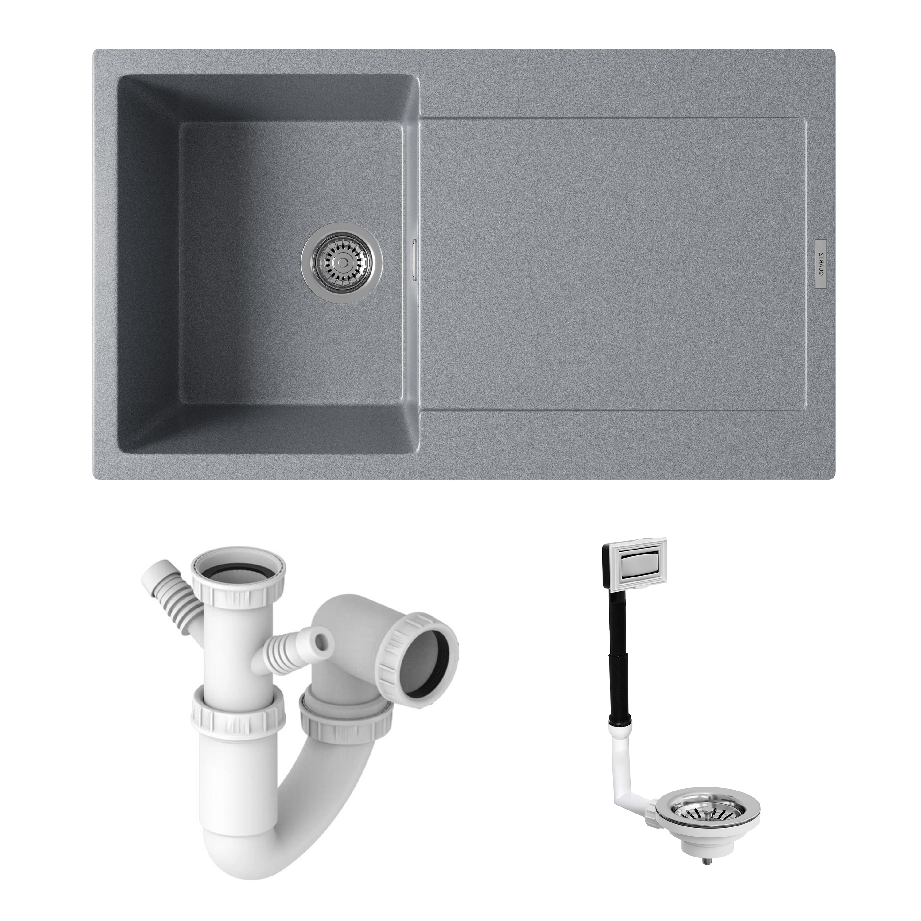 Vellamo Rocca Compact 1 Bowl Granite Composite Inset Kitchen Sink & Waste - 860 x 500mm