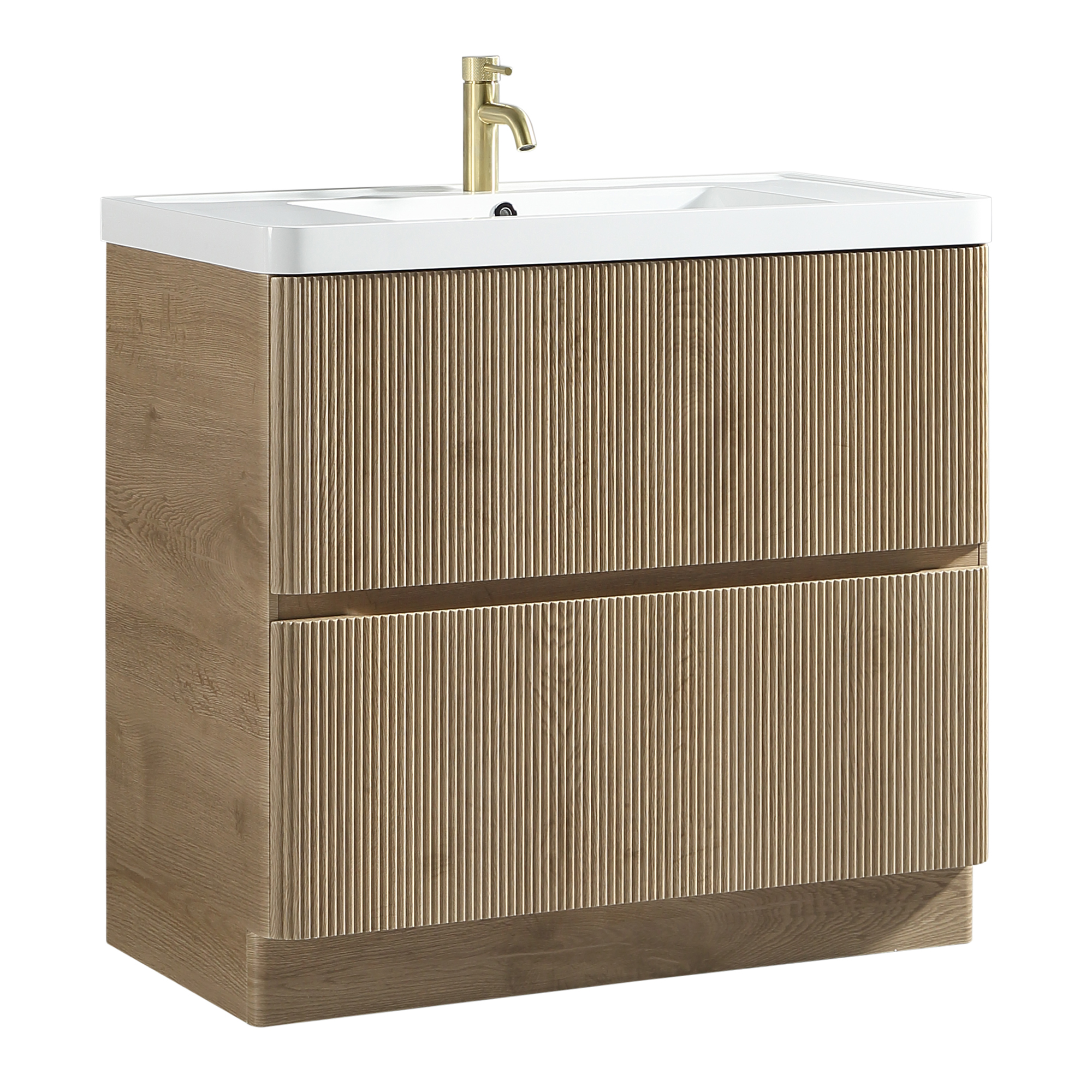 Drench Origin 900mm Fluted Floorstanding Vanity Unit & Polymarble Basin