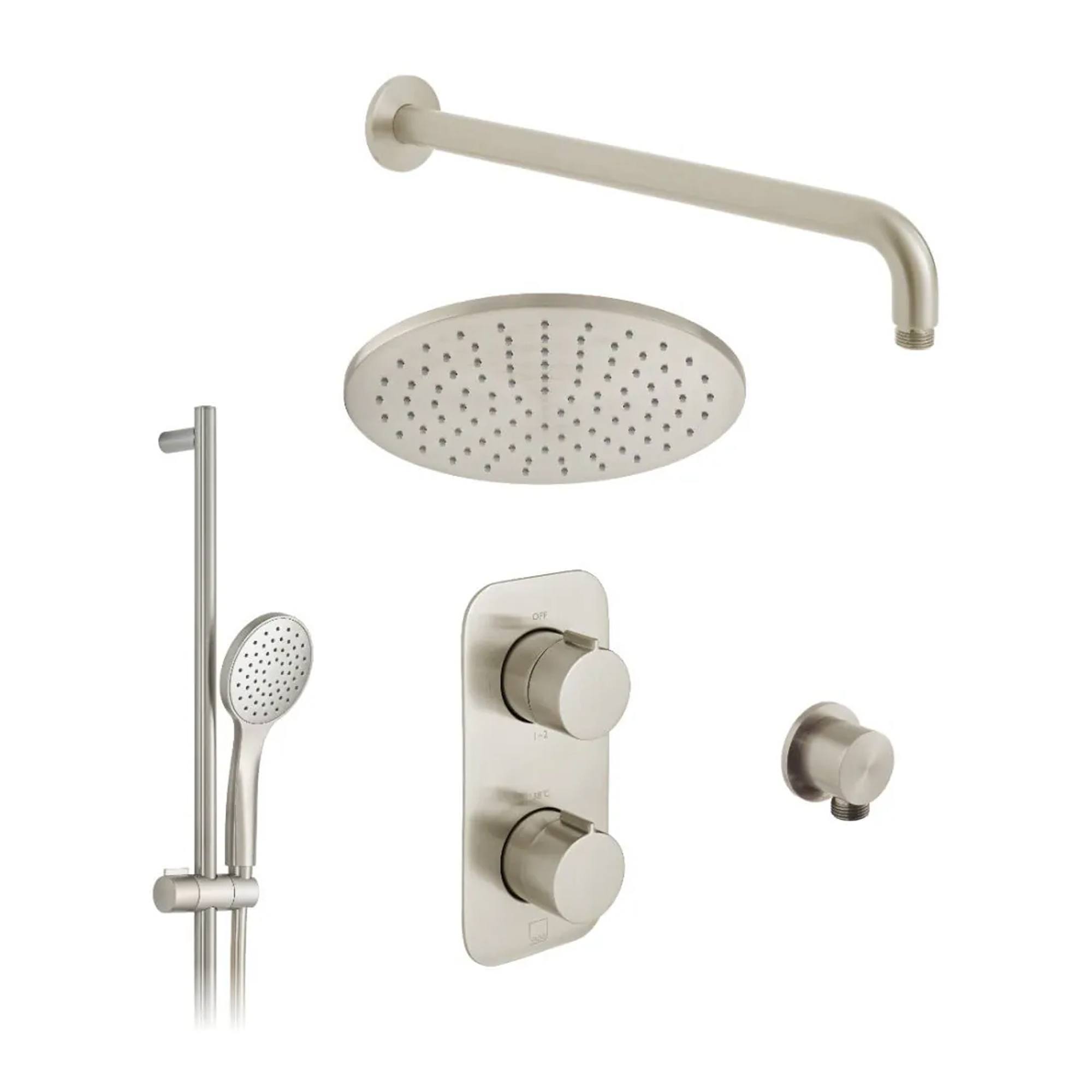Vado Individual Tablet Altitude 2 Outlet Concealed Thermostatic Valve, Fixed Head & Shower Rail Kit
