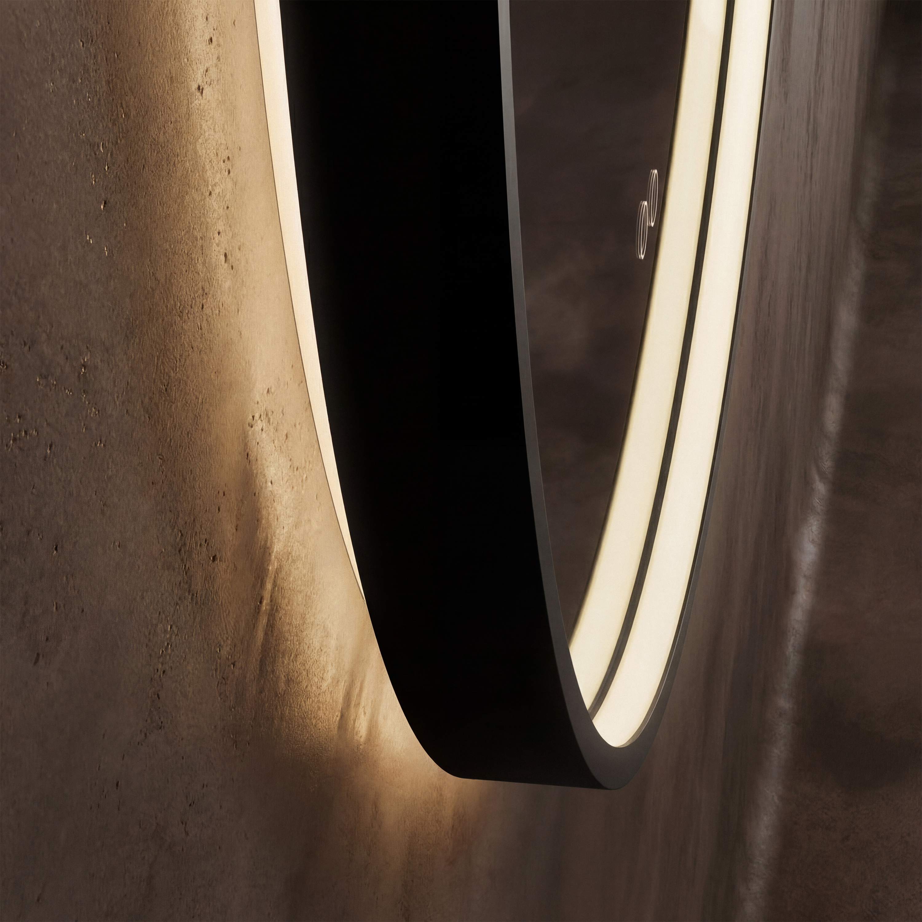 Origins Living Kingsley Matt Black Illuminated Round Mirror with Colour Change Lights - 800mm