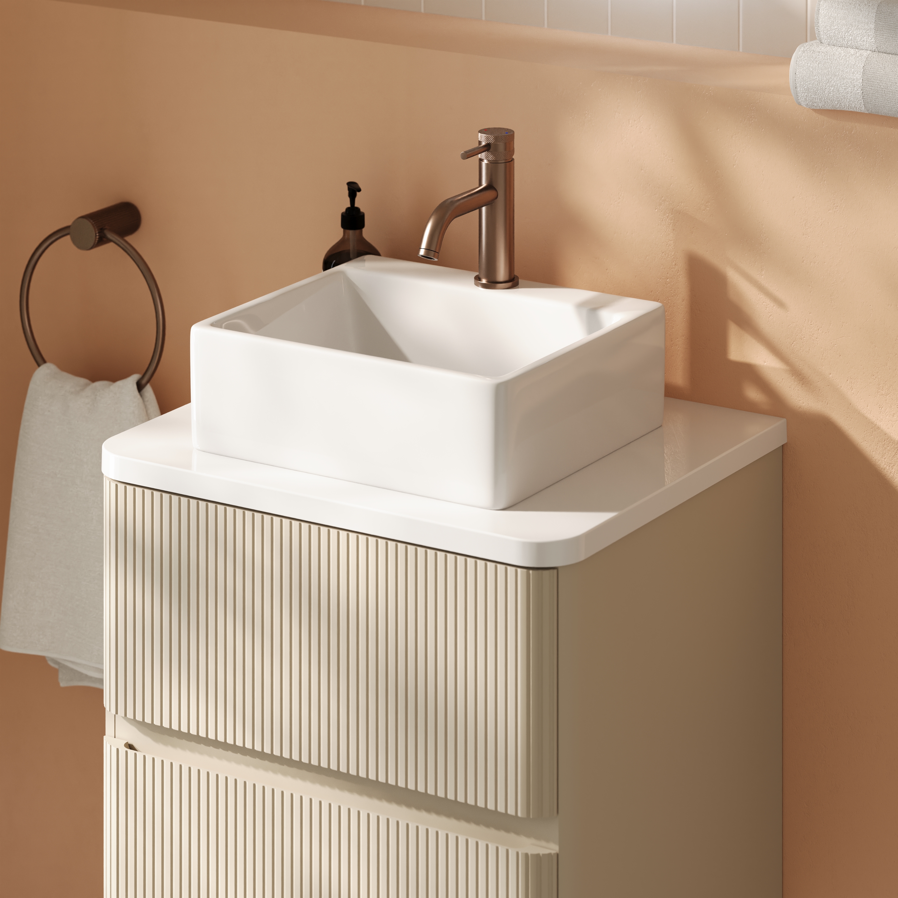 Drench Origin 500mm Fluted Wall Mounted Vanity Unit & Countertop