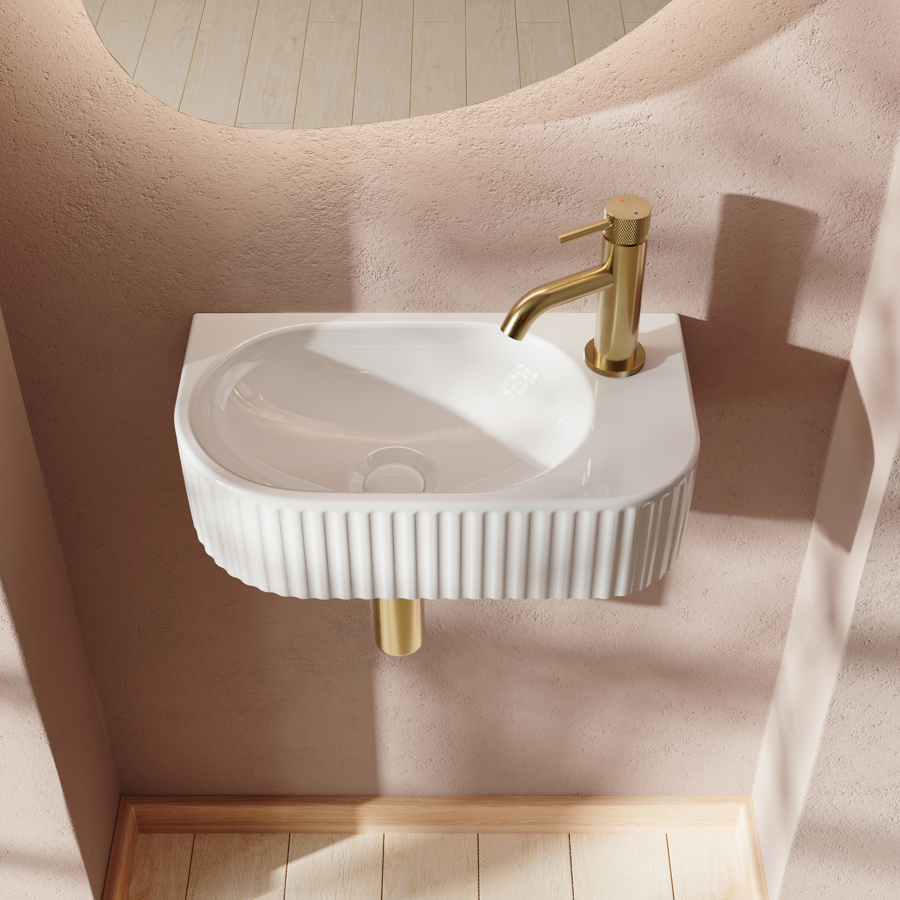 Drench Billy 400mm Fluted Wall Hung Cloakroom Basin
