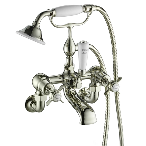 Butler & Rose Caledonia Pinch Wall Mounted Bath Mixer with Shower Kit