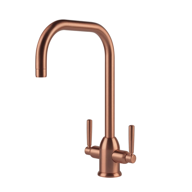 Clearwater Camillo Twin Lever Mono Kitchen Mixer - Brushed Copper