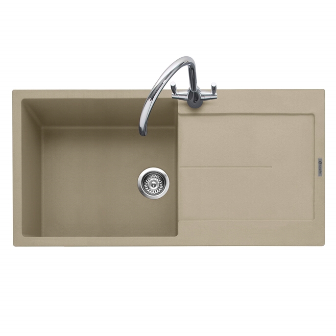 Caple Canis 1 Bowl Desert Sand Granite Composite Kitchen Sink & Waste Kit with Reversible Drainer - 1000 x 500mm