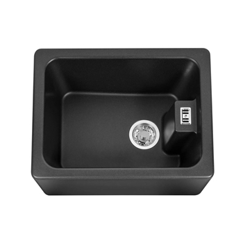 Caple Belfast 1 Bowl Black Granite Composite Kitchen Sink - 595 x 455mm