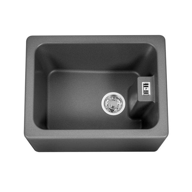 Caple Belfast 1 Bowl Grey Granite Composite Kitchen Sink - 595 x 455mm