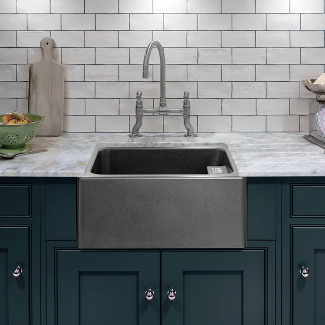 Caple Belfast 1 Bowl Grey Granite Composite Kitchen Sink - 595 x 455mm