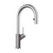 Blanco Carena-S Vario Single Lever Chrome Pull Out Kitchen Mixer Spray Tap with Silgranit Matching Finish