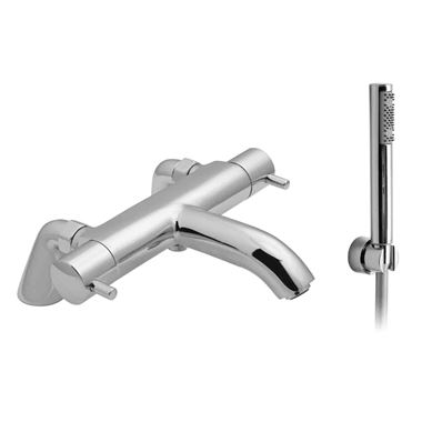 Vado Zoo Pillar Mounted Exposed Thermostatic Bath Shower Mixer with Shower Kit