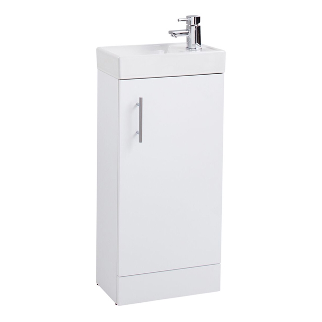 Drench Compact 400mm Mini Cloakroom Vanity Unit and Basin - Gloss White