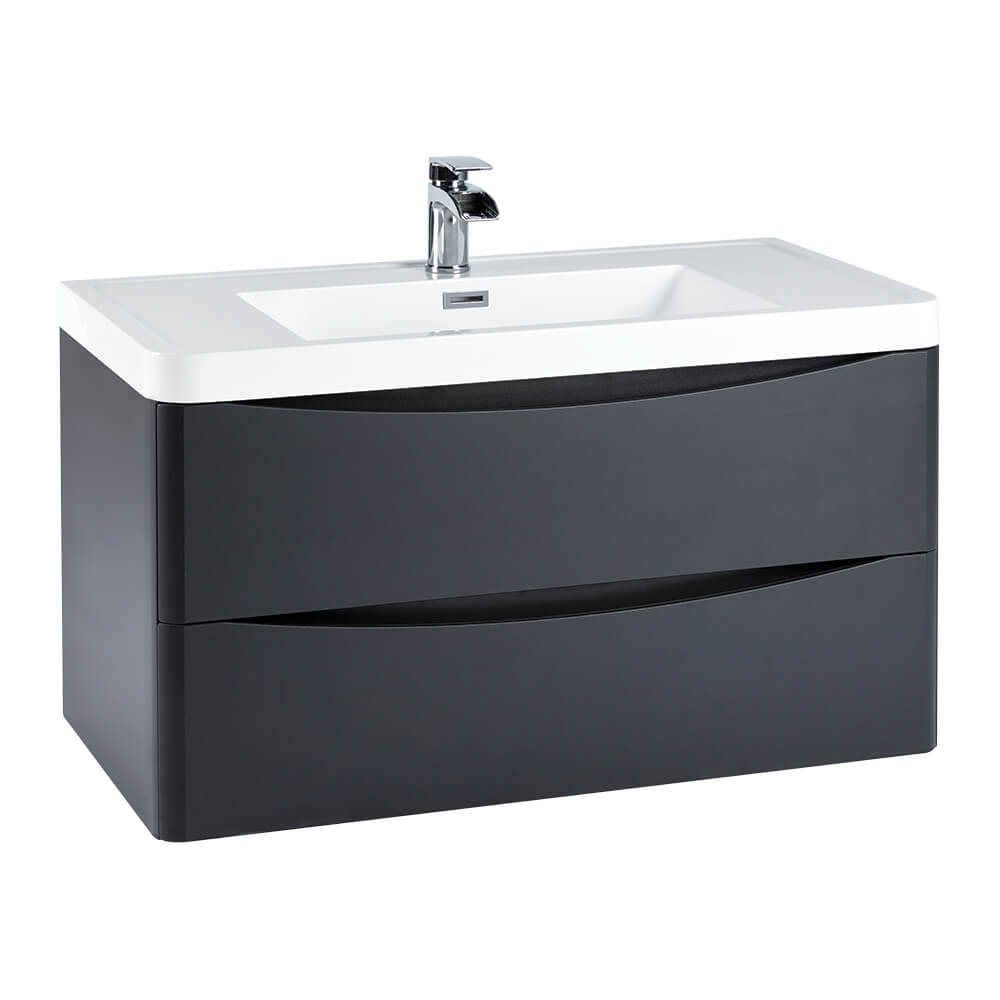 Harbour Clarity 900mm Wall Hung Vanity Unit & Basin Graphite Grey