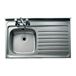Clearwater Contract Lay-On Single Bowl Stainless Steel Sink with 2 Tap Holes & Roll Front with Right Hand Drainer - 1000 x 600mm