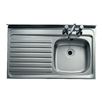 Clearwater Contract Lay-On 1000 x 600mm 1 Bowl Sink (Roll Front) & Left Hand Drainer - 2 Tap Holes