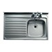 Clearwater Contract Lay-On 1000 x 600mm 1 Bowl Sink (Roll Front) - 2 Tap Holes - Left Hand Drainer