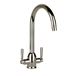 Clearwater Alzira Twin Lever Mono Sink Mixer with Swivel Spout - Brushed Nickel
